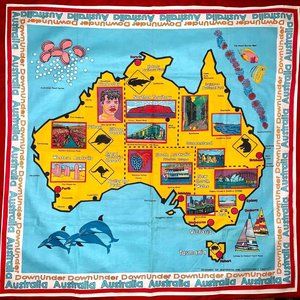 Australia Map Souvenir 100% Cotton Table Covering Wall Hanging 36"x36" pre-owned